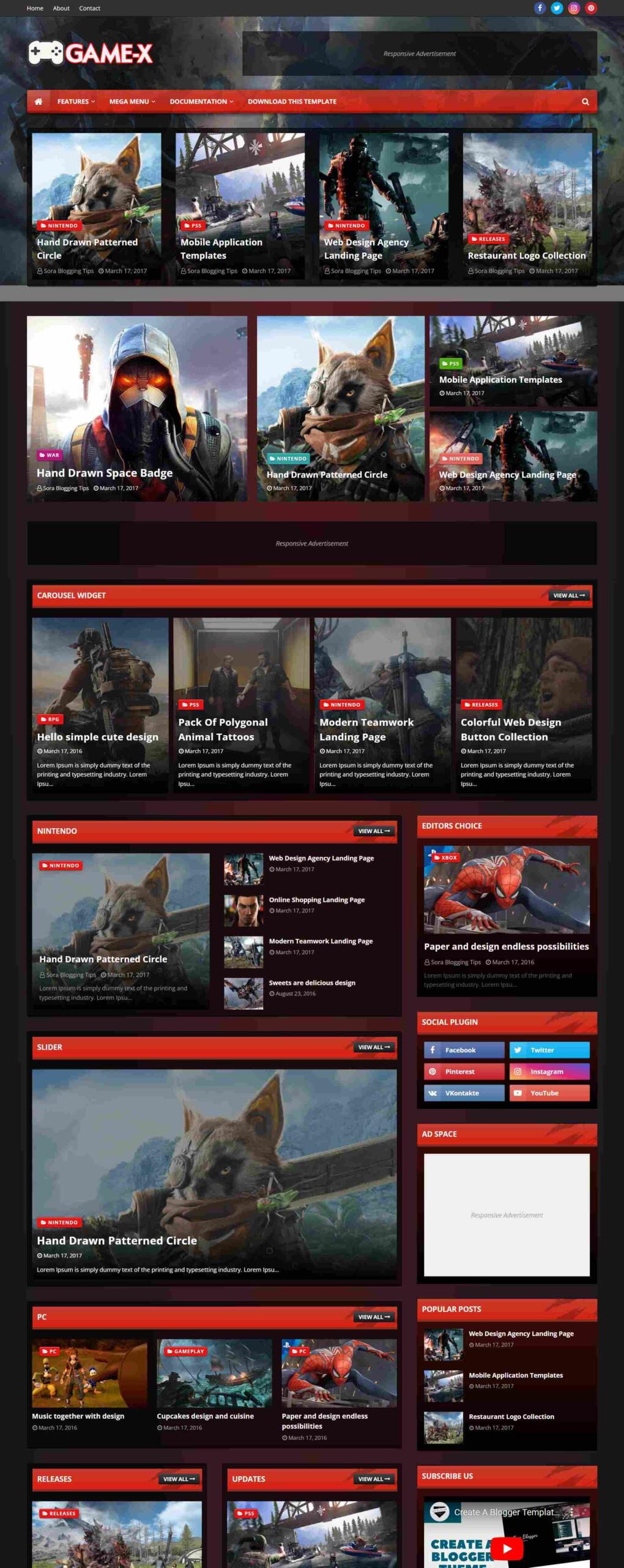 Game X Best Premium Blogger Template
