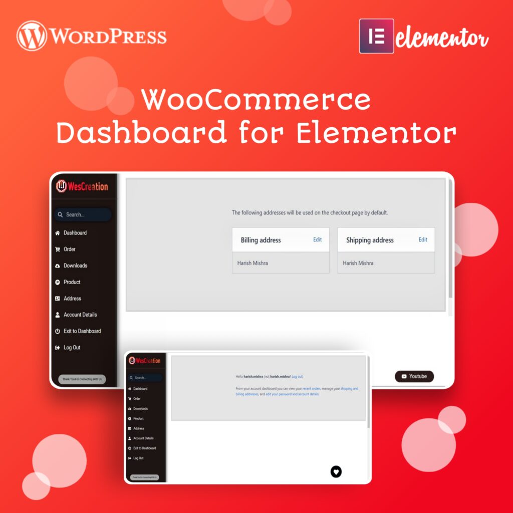WooCommerce My Account Page Elementor Template 1