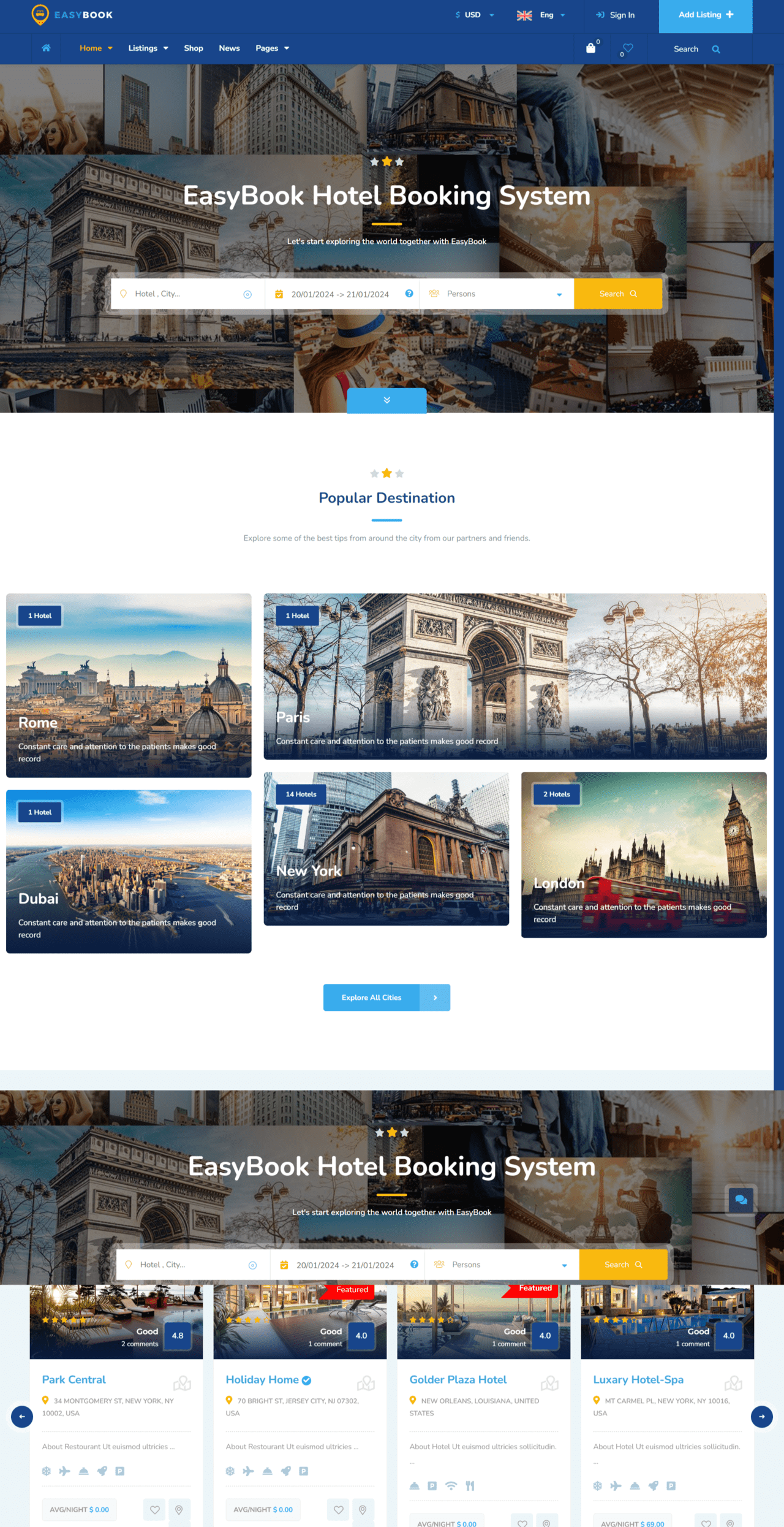 EasyBook – Hotel Booking WordPress Theme