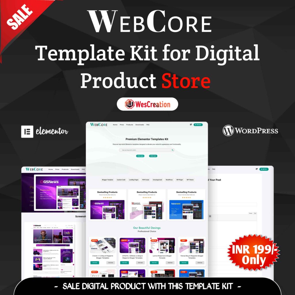 Web Core : Digital Product Selling WordPress Template Kit 2024