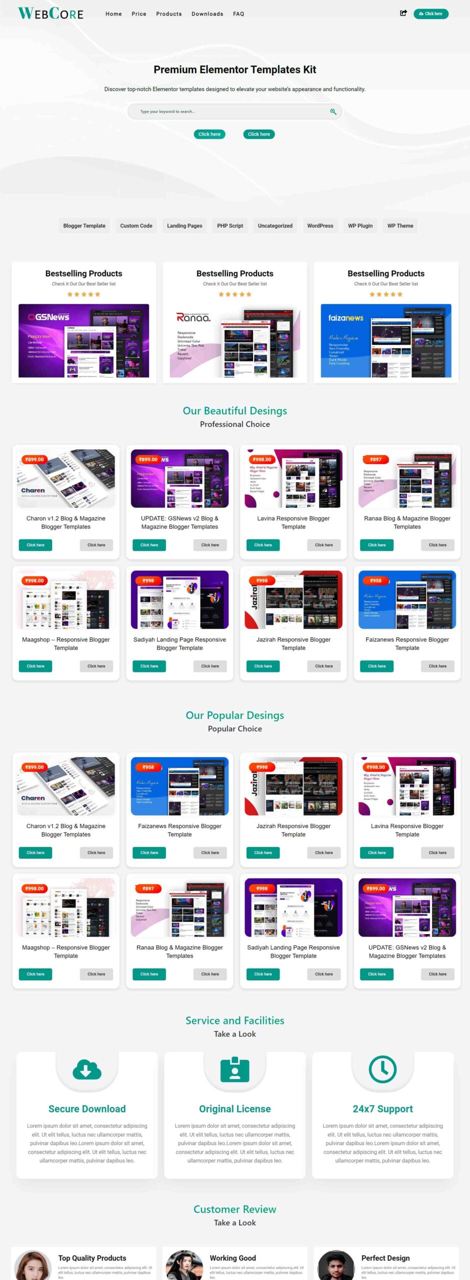 Web Core : Digital Product Selling WordPress Template Kit 2024