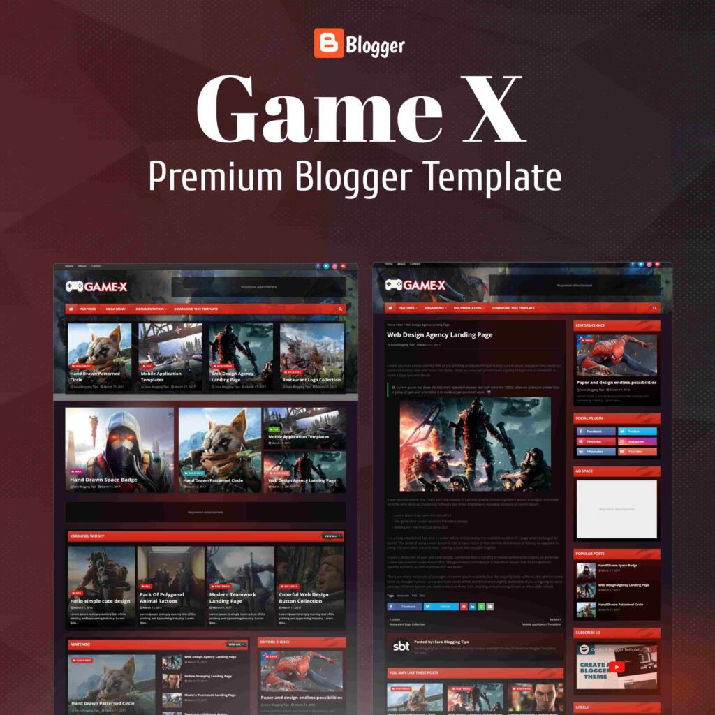 Game X Best Premium Template for Blogger
