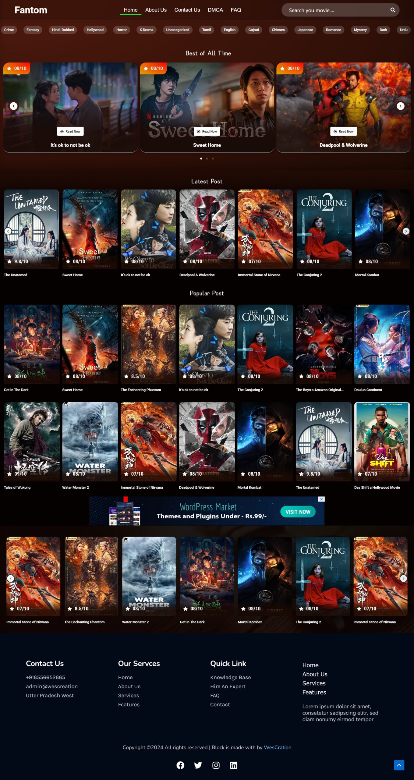 Fantom Movie Review WordPress Theme