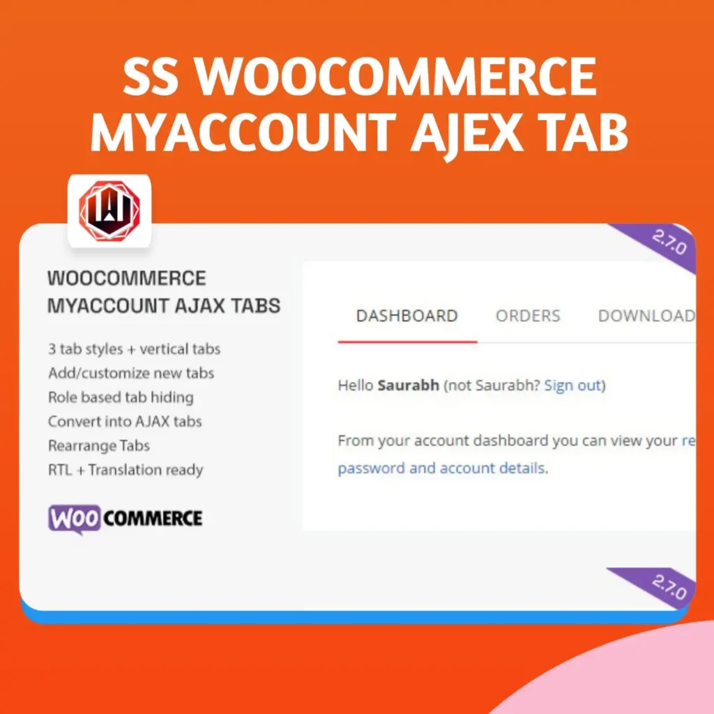 SS WooCommerce Myaccount Ajax Tabs GPL Plugin