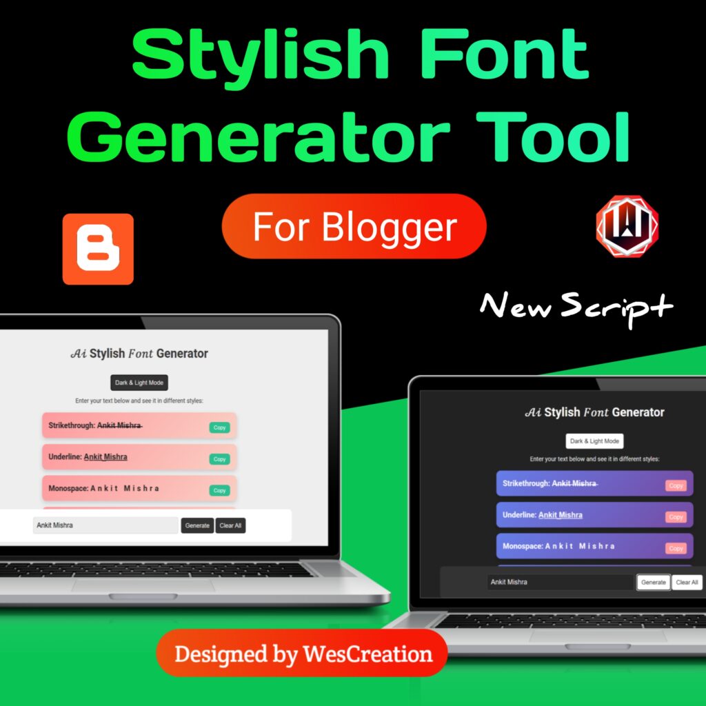 Stylish Font Generator Tool Static Script for Blogger & Hosting