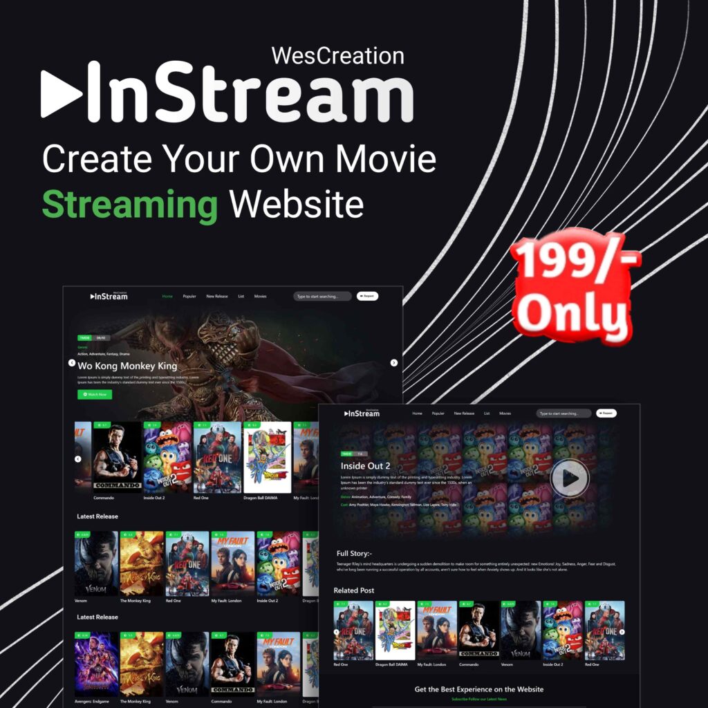 InStream – Movie & Video Streaming Elementor Template Kit